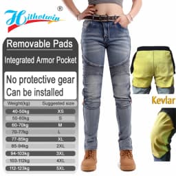 Kevlar Motorcycle Jeans Women Windproof Abrasion Resistant Riding Pants Four Seasons Protective Trousers Black Off Road