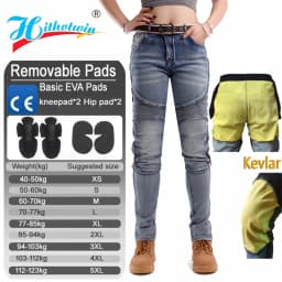 Kevlar Motorcycle Jeans Women Windproof Abrasion Resistant Riding Pants Four Seasons Protective Trousers Black Off Road