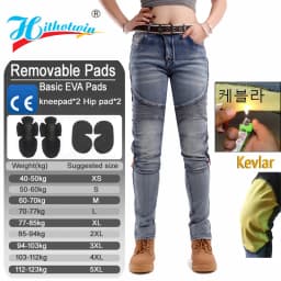 Kevlar Motorcycle Jeans Women Windproof Abrasion Resistant Riding Pants Four Seasons Protective Trousers Black Off Road