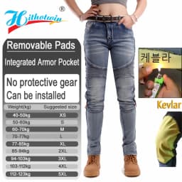Kevlar Motorcycle Jeans Women Windproof Abrasion Resistant Riding Pants Four Seasons Protective Trousers Black Off Road