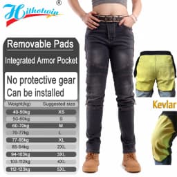 Kevlar Motorcycle Jeans Women Windproof Abrasion Resistant Riding Pants Four Seasons Protective Trousers Black Off Road