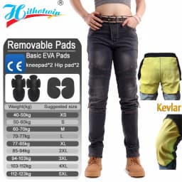 Kevlar Motorcycle Jeans Women Windproof Abrasion Resistant Riding Pants Four Seasons Protective Trousers Black Off Road