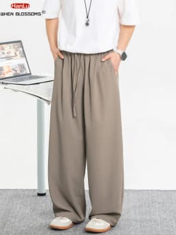 Men's Breathable Cooling Casual Trousers for Spring/Summer 2025 straight-leg loose good drape wrinkle-resistant Pants