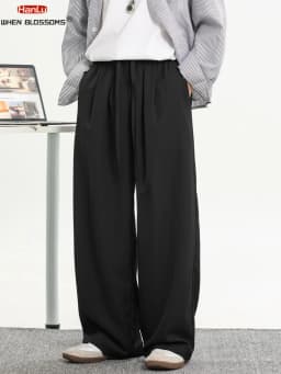 Men's Breathable Cooling Casual Trousers for Spring/Summer 2025 straight-leg loose good drape wrinkle-resistant Pants