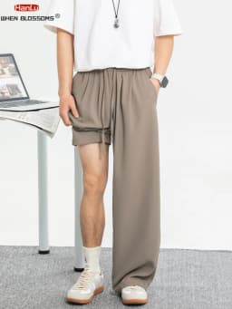 Men's Breathable Cooling Casual Trousers for Spring/Summer 2025 straight-leg loose good drape wrinkle-resistant Pants