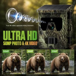 50MP 4K Solar Panel Hunting Camera Infrared Night Vision Monitoring Wildlife Trap Trail Camera Video Photo Recorder Cam