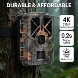 Outdoor 50MP 4K Trail Game Camera Night Vision 940nm IR LEDs IP66 Waterproof Monitor for Scouting Hunting Wildlife Observation
