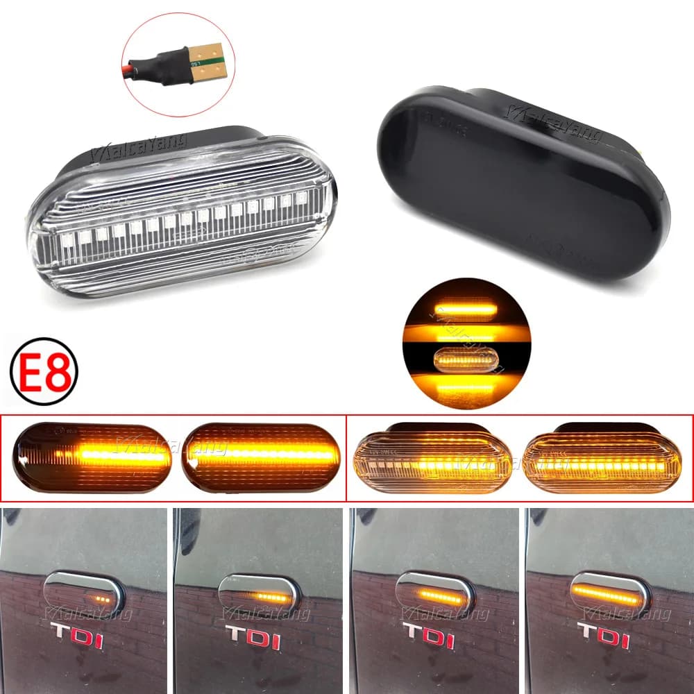 2x Side Marker Light For Seat Ibiza 6L Cordoba Toledo Leon 1M Skoda Octavia Dynamic LED Turn Signal Flashing Indicator Blinker
