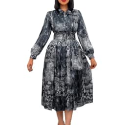 African Dress For Women Fashion Dashiki Pleated Vestidos 2022 Spring Summer New Arrival Robe Elegant African Party Midi Dress