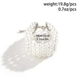 IngeSight.Z Luxury Multilayer Imitation Pearl Beaded Wide Cuff Bracelets For Women Simple Charm Bangles Party Birthday Gifts