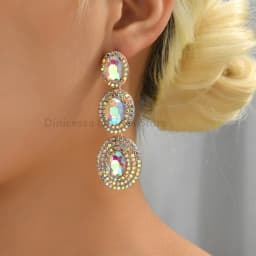 Modern Elegant Fashion Multiple Round Metal Full Crystal Dangle Earrings Luxury Fairy Grunge Jewelry Vintage Ear Accessories