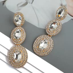 Modern Elegant Fashion Multiple Round Metal Full Crystal Dangle Earrings Luxury Fairy Grunge Jewelry Vintage Ear Accessories
