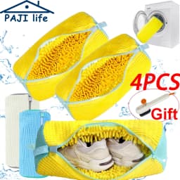 Shoes Washing Bag Laundry Bag Padded Shoe Protector Fluffy Fiber Polyester Wash Bag Machine Washable Drying Organizer