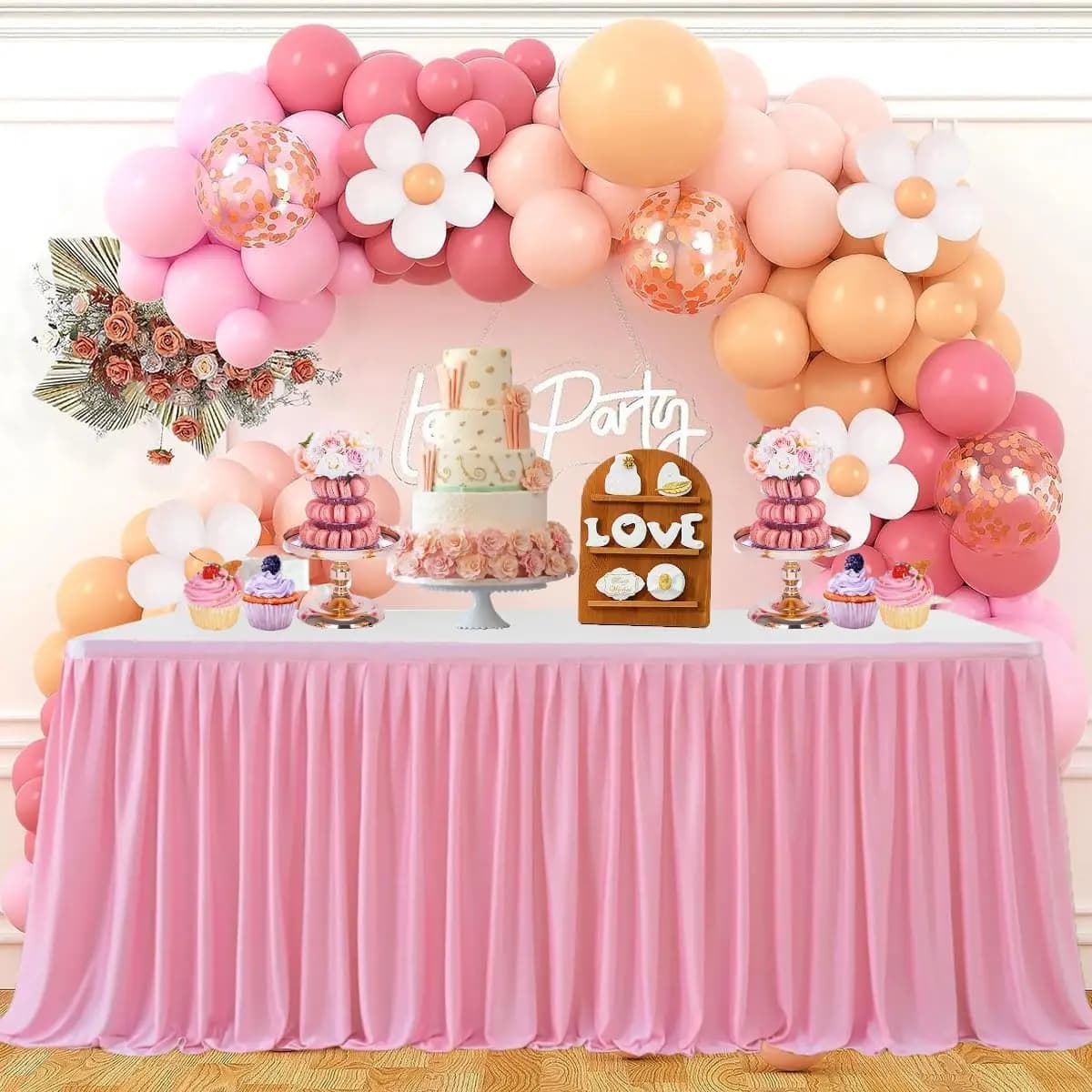 Polyester Table Skirt for Rectangle Tables Wrinkle Resistant Pleated Ruffle Table Cloth for Banquet, Wedding, Gift Dining Table