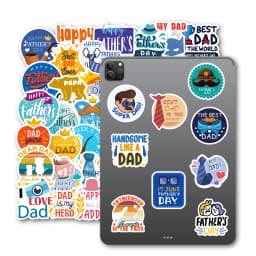 10/50PCS Text Father's Day Creative Thanksgiving Father's Day Birthday Greeting Card Decorative Waterproof Sticker