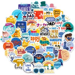 10/50PCS Text Father's Day Creative Thanksgiving Father's Day Birthday Greeting Card Decorative Waterproof Sticker