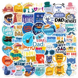 10/50PCS Text Father's Day Creative Thanksgiving Father's Day Birthday Greeting Card Decorative Waterproof Sticker