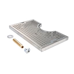 3" Column Cut-Out Surface Mount Drip Tray with Drain, 304 Stainless Steel 12"L x 7"W x 3/4"H, Beer Drip Tray, Kegging Equipment