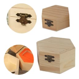 Wooden Storage Box Hexagonal Shaped Wood Jewelry Organizer Container Case Wedding Gifts Favors Box Holder For Home Storage