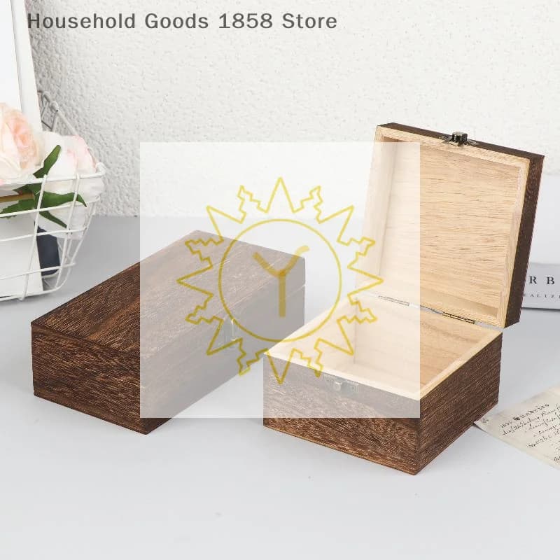Vintage-Inspired Wooden Boxes With Lid Square Hinged Jewellery Craft Storage Box For Home Decoration DIY Hand-Made Mother's Day