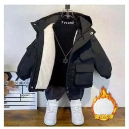 Boys Coat Jacket Outwear Tops Cotton 2023 Fashion Thicken Plus Velvet Winter Autumn Plus Size Overcoat Children's Clothes