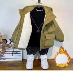 Boys Coat Jacket Outwear Tops Cotton 2023 Fashion Thicken Plus Velvet Winter Autumn Plus Size Overcoat Children's Clothes