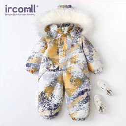 Ircomll Winter Kid's Hooded Romper Lightweight Baby Girls Boys Snowsuit Ski Fur Lining Windproof Jumpsuit Children's Outwear