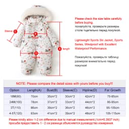 Ircomll Winter Kid's Hooded Romper Lightweight Baby Girls Boys Snowsuit Ski Fur Lining Windproof Jumpsuit Children's Outwear