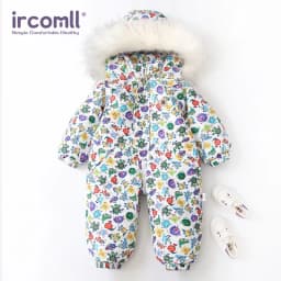 Ircomll Winter Kid's Hooded Romper Lightweight Baby Girls Boys Snowsuit Ski Fur Lining Windproof Jumpsuit Children's Outwear