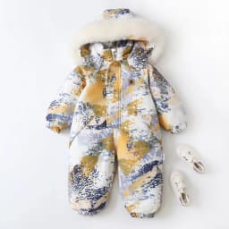 Ircomll Winter Kid's Hooded Romper Lightweight Baby Girls Boys Snowsuit Ski Fur Lining Windproof Jumpsuit Children's Outwear