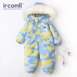 Ircomll Winter Kid's Hooded Romper Lightweight Baby Girls Boys Snowsuit Ski Fur Lining Windproof Jumpsuit Children's Outwear