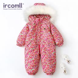 Ircomll Winter Kid's Hooded Romper Lightweight Baby Girls Boys Snowsuit Ski Fur Lining Windproof Jumpsuit Children's Outwear