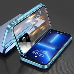 Metal Magnetic Double-Sided Buckle Glass Case For iPhone 16 15 14 13 12 Pro Max Plus 360° Full Cover Protection Shockproof Cover