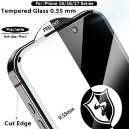 Cut Edge 0.5mm Privacy Tempered Glass For iPhone 18 Duo 17 15 16 Pro Max Plus Screen Protector Anti Dust Mesh Luxury Full Cover