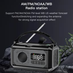 12000mAh Emergency Weather Radio with 2 Solar Panels Hand Crank Radio AM/FM/NOAA Weather Radio Reading Lamp for Outdoor Survival