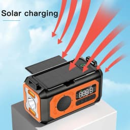 12000mAh Emergency Weather Radio with 2 Solar Panels Hand Crank Radio AM/FM/NOAA Weather Radio Reading Lamp for Outdoor Survival