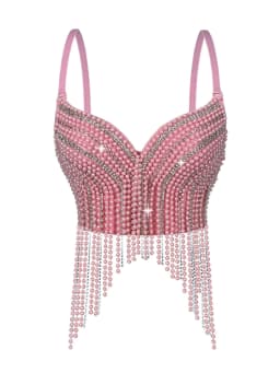 Sexy white rhinestone corset crop top women summer night club party tops woman halter tank top bra bustier hotwife street wear
