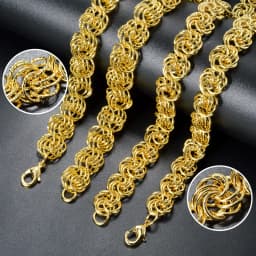 1 Set Thick Italian Gold Plated Necklace Bracelet Set Linking Cuban Necklace for Female Male Hip Hop Rock Party Jewelry Set Gift
