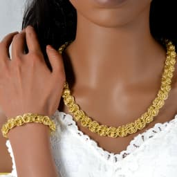 1 Set Thick Italian Gold Plated Necklace Bracelet Set Linking Cuban Necklace for Female Male Hip Hop Rock Party Jewelry Set Gift