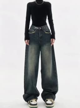 Spring Autumn Wide Leg Jeans Women High Waist Denim Trousers Women's Jeans Harajuku Vintage BF Style Loose Femme Streeetwear