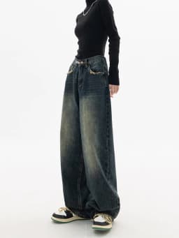 Spring Autumn Wide Leg Jeans Women High Waist Denim Trousers Women's Jeans Harajuku Vintage BF Style Loose Femme Streeetwear