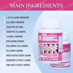 1500000mg Glutathione Capsules with Vitamin C Biotin Zinc Acerola Cherry for Whitening Skin Boost Up Tighten Pore 60 Count