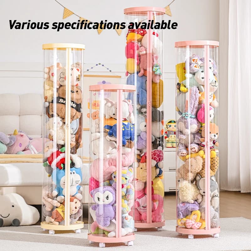 Transparent Doll Storage Box Plush Toy Circular Organization DIY Zipper Storage Tube Children's Toy Organizer Kid Christmas Gift