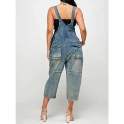 Women One Piece Jumpsuits Denim Pants Overalls Sleeveless Straight Trousers Spliced Rompers Casual Office Ladies Autumn