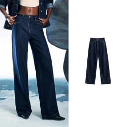 TOYOUTH Women Denim Jeans 2025 Spring New Acetate Wide Leg Mid Low Waist Slim Fit Straight Wide Leg Pants