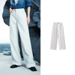 TOYOUTH Women Denim Jeans 2025 Spring New Acetate Wide Leg Mid Low Waist Slim Fit Straight Wide Leg Pants