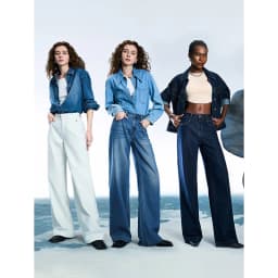 TOYOUTH Women Denim Jeans 2025 Spring New Acetate Wide Leg Mid Low Waist Slim Fit Straight Wide Leg Pants