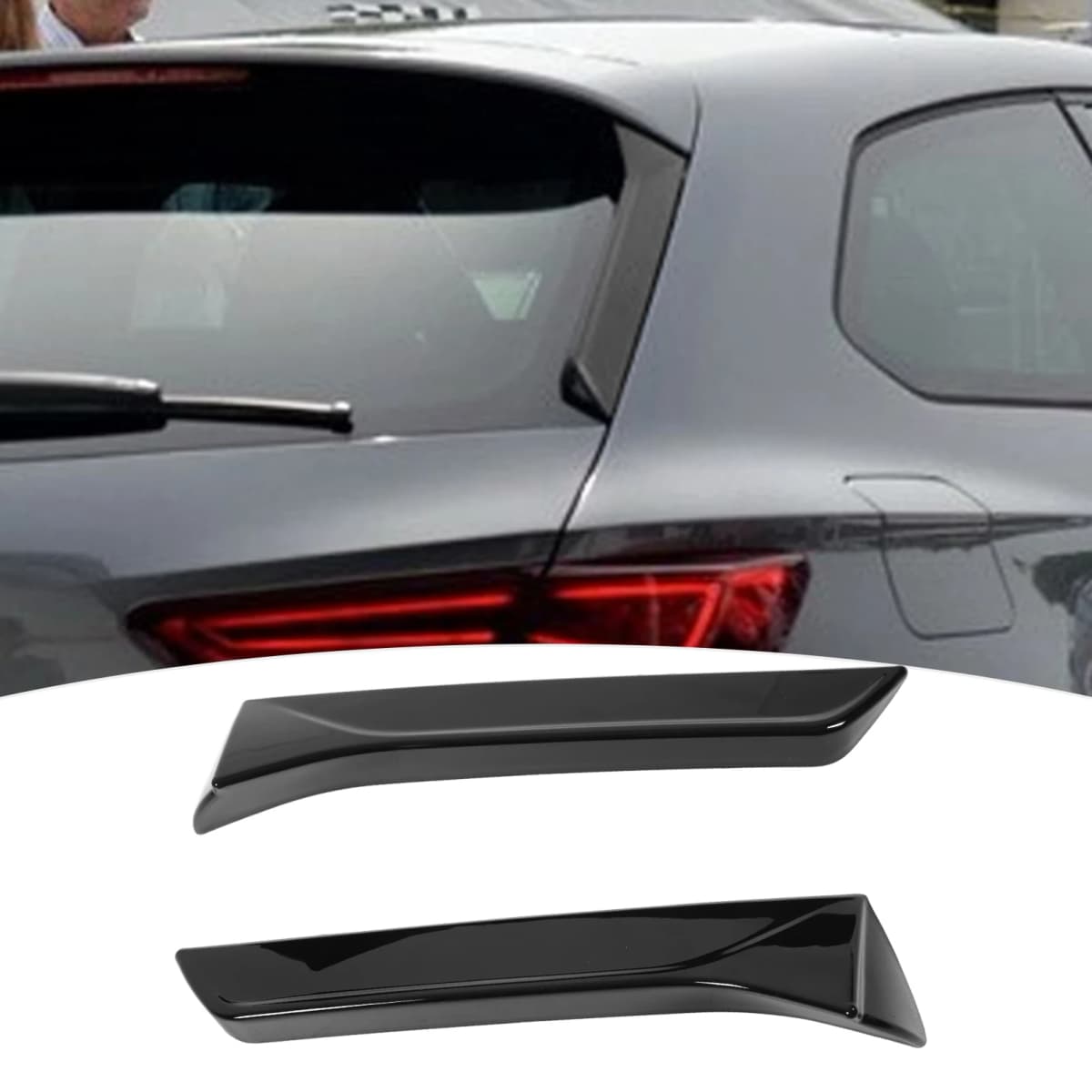 2Pcs Car Rear Window Side Splitter Wing Exterior Trim Left Right Auto Replacement Only For SEAT LEON 5F FR Mk3 MK3.5 2013‑2021