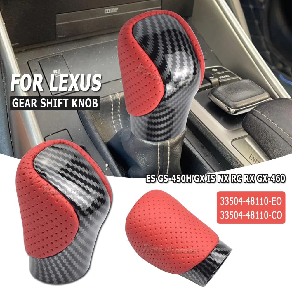 AT Leather Gear Shift Knob For Lexus ES350 GS300 GS350 GX460 NX300 IS250 IS350 RX350 RC300 RC350 POMO Arm Ball Shifter Stick Pen