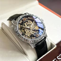 New High-Value Lightweight Luxury Hollow Automatic Mechanical Men's Watch, Fashionable Business Casual British-Style Men's Watch, This Is the Top Brand for Gifts, the Best Gift for Him, No Batteries Required